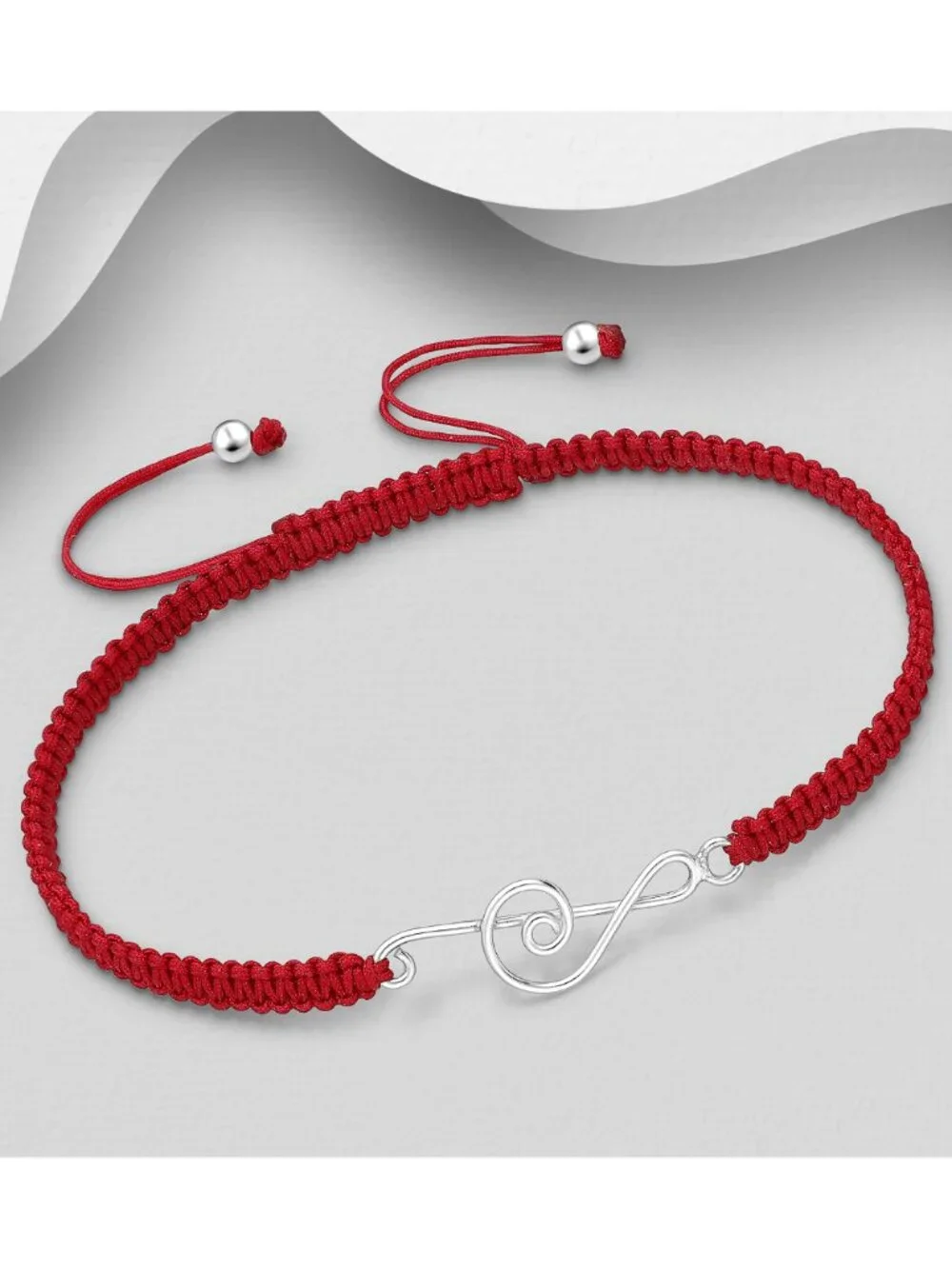 925 Sterling Silver Music Notes with Adjustable Thread Bracelet